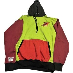 Vintage Y2K Sun Tees Hoodie Lime Green Red‎ NSA Running Men's Size XL 90's